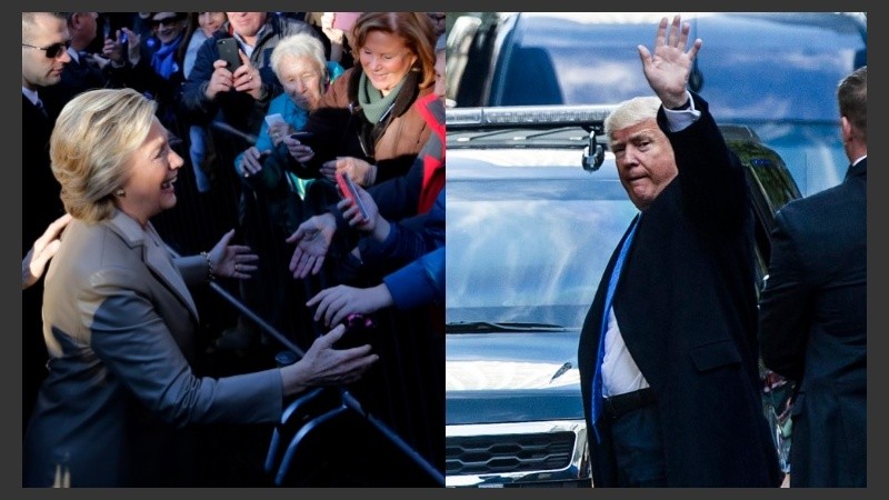 Clinton se acercó a la gente, Trump saludó desde lejos.