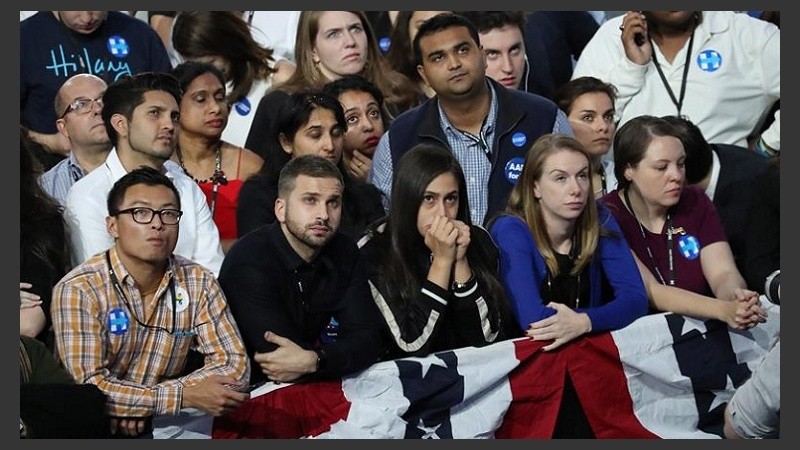 El rostro de los seguidores de Hillary en Nueva York lo dice todo.
