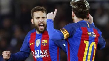 Lionel Messi festeja  el gol este domingo ante el Real Sociedad.