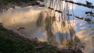Los charcos reflejan un cielo con ganas de celeste.