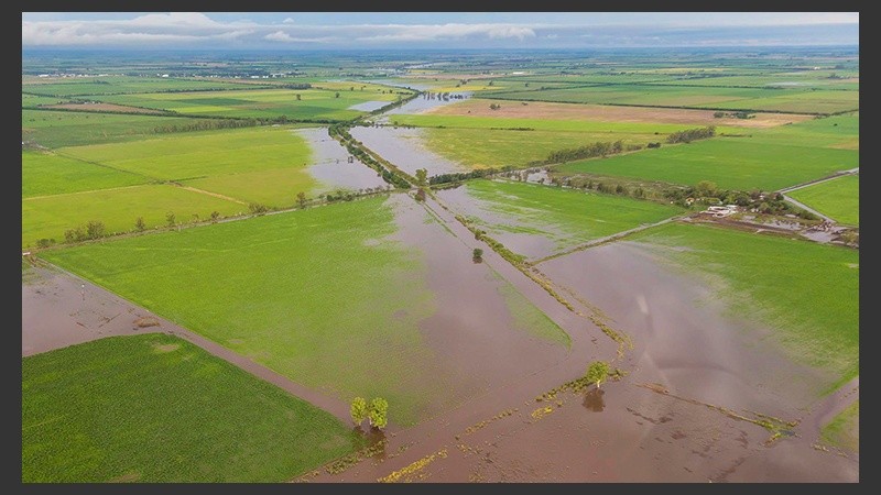 Vista de los campos del sur de Santa Fe inundados a principios de año.