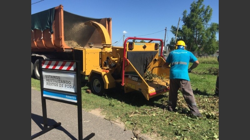 Un sistema que permite procesar los resto de la poda. 