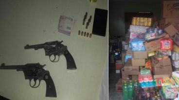 Armas, dinero y mercadería incautada por la PDI.