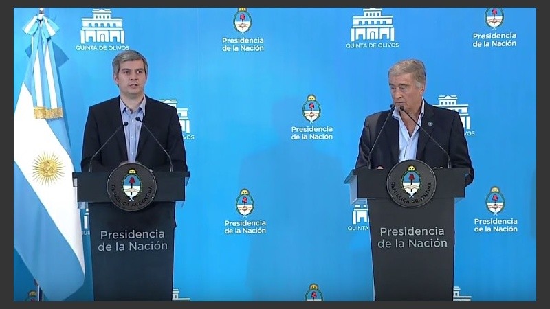 Peña habló desde Olivos junto a Oscar Aguad.