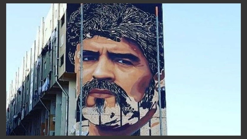 La obra de arte en homenaje a Diego.