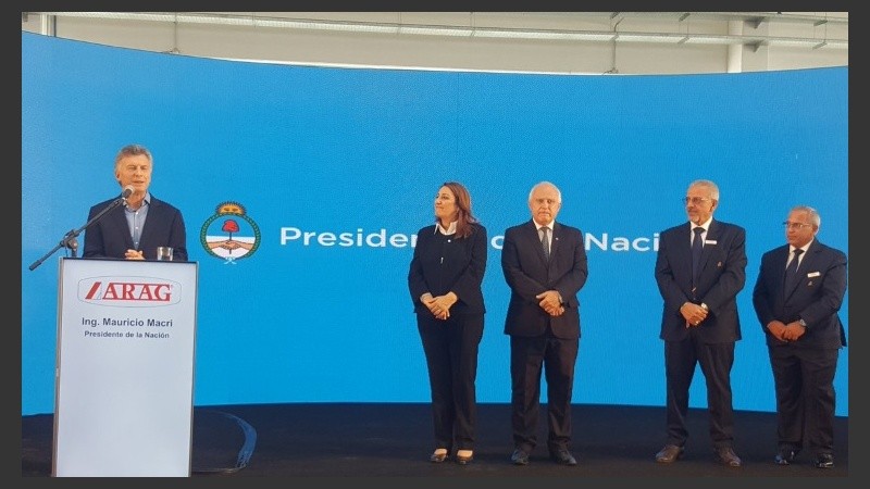Macri durante su discurso en Arag Rosario. 