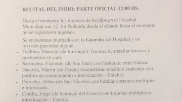 El parte oficial del hospital de Olavarría.