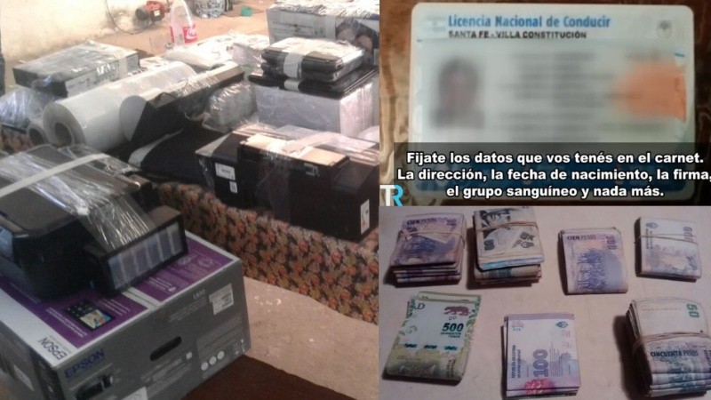 Equipos y dinero secuestrados, más un fragmento de las escuchas. 