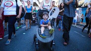 De todas las edades participando de la movilización.