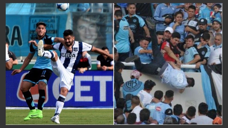 Una imagen del fútbol y otra de la violencia. 