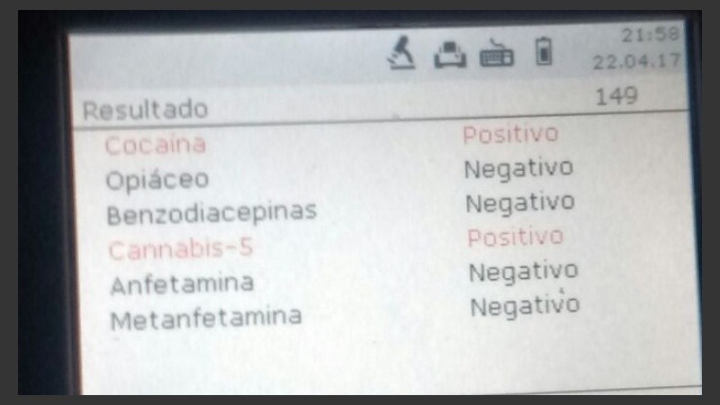 El test de narcolemia realizado al chofer del servicio público.