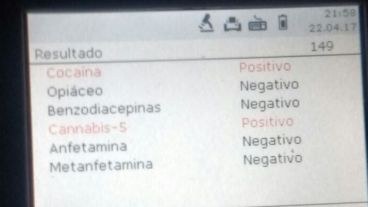 El test de narcolemia realizado al chofer del servicio público.