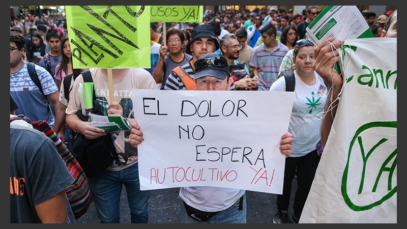 Uno de los reclamos a favor del uso medicinal del cannabis en la última marcha en Rosario. 