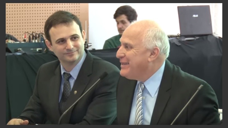 Degrati junto a Lifschitz en la presentación, este martes, del plan TecnoFE, 