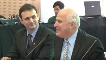 Degrati junto a Lifschitz en la presentación, este martes, del plan TecnoFE,