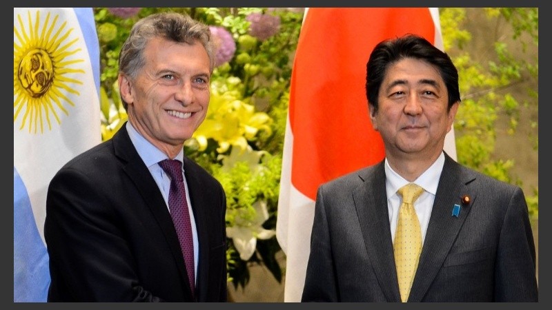 Macri con el primer ministro de Japón, Shinzo Abe.