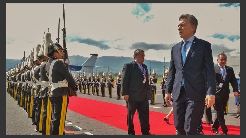 El presidente en la llegada a Quito.