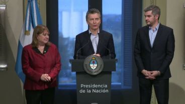 Macri anunciando la renuncia de la rosarina Malcorra.