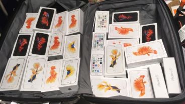 También se incautaron decenas de Iphone 6.