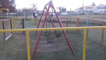 La hamaca del medio en plena acción, este sábado a la tarde.