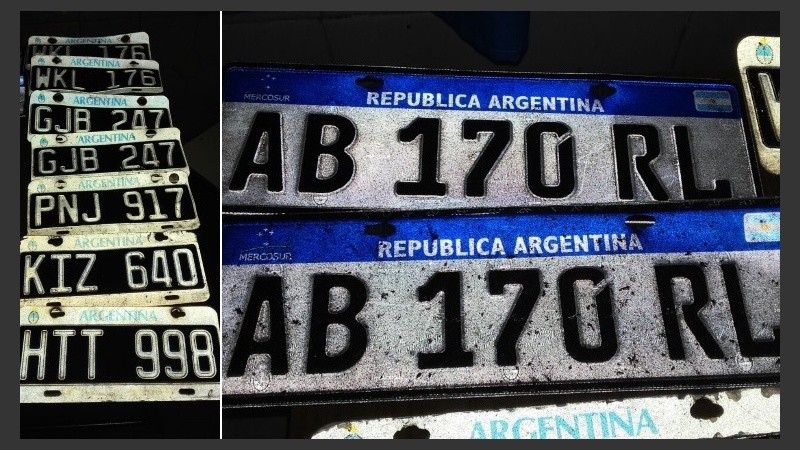 Algunas de las placas encontradas en la puerta de la Gurruchaga. 
