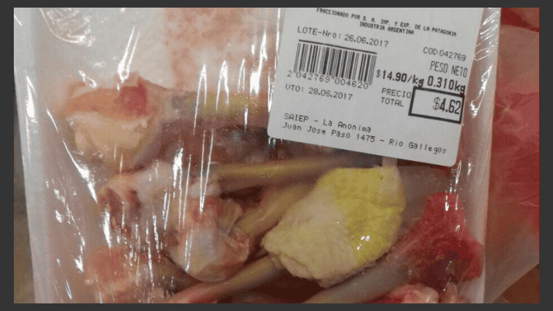 Una imagen de los restos que supuestamente venden en Río Gallegos.