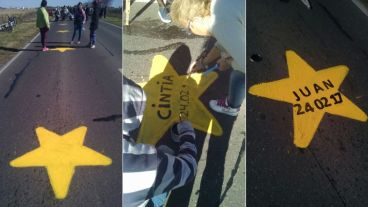 Estrellas en la ruta 33, en el lugar de la tragedia.