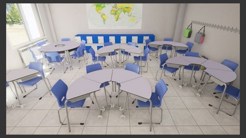 Este dispositivo se puede ir uniendo entre sí hasta conseguir una mesa de hasta seis alumnos.