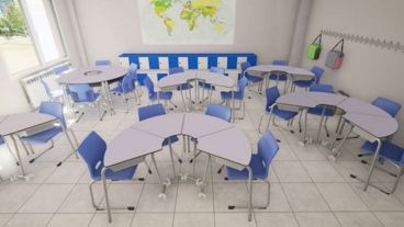 Este dispositivo se puede ir uniendo entre sí hasta conseguir una mesa de hasta seis alumnos.