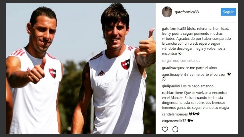 Formica y un mensaje de despedida para Maxi.