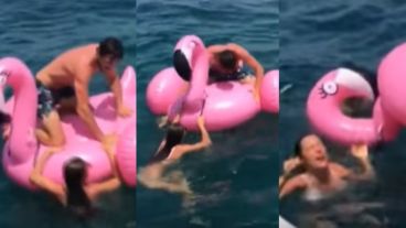 Pampita, Pico, y un inflable rosa con vida propia.