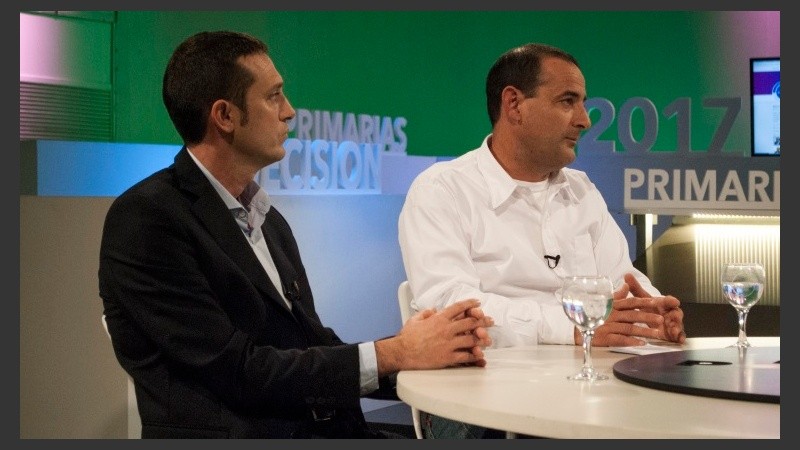 El intendente Corsalini y el precandidato a concejal Beas. 