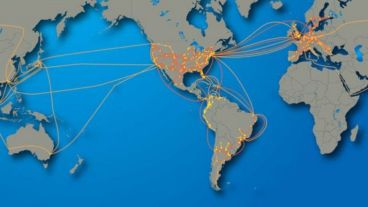 Los cables submarinos de conexión a internet llegan a la costa argentina desde la localidad brasileña de Fortaleza.