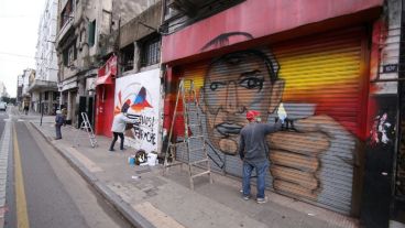 Una persiana del centro intervenida.