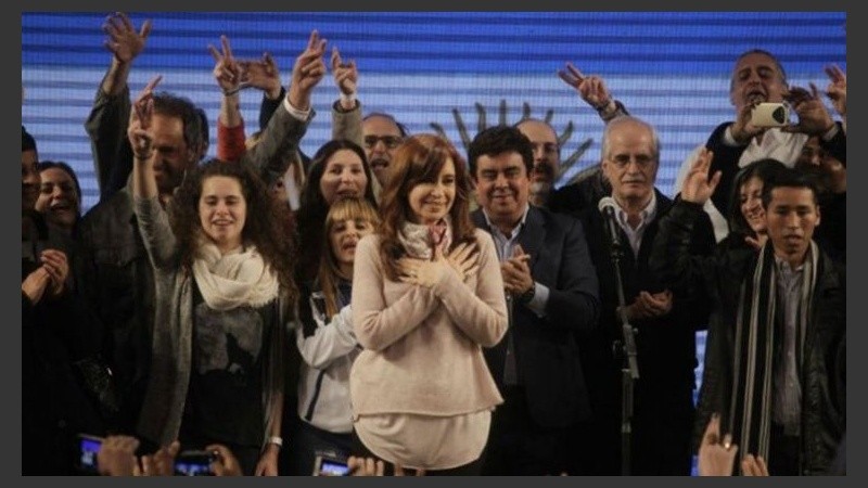 La ex presidenta en el acto después de las primarias.