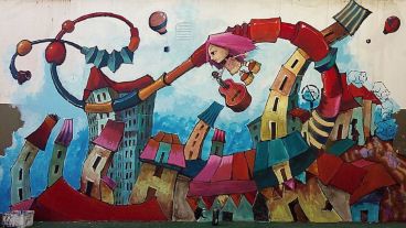 Mural pintado en el Jardín de infantes Merceditas, Sarmiento al 4400, Rosario.