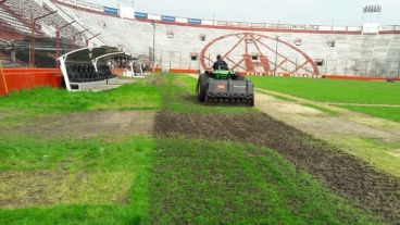 ¿La están arando? Así está la cancha del Globo.