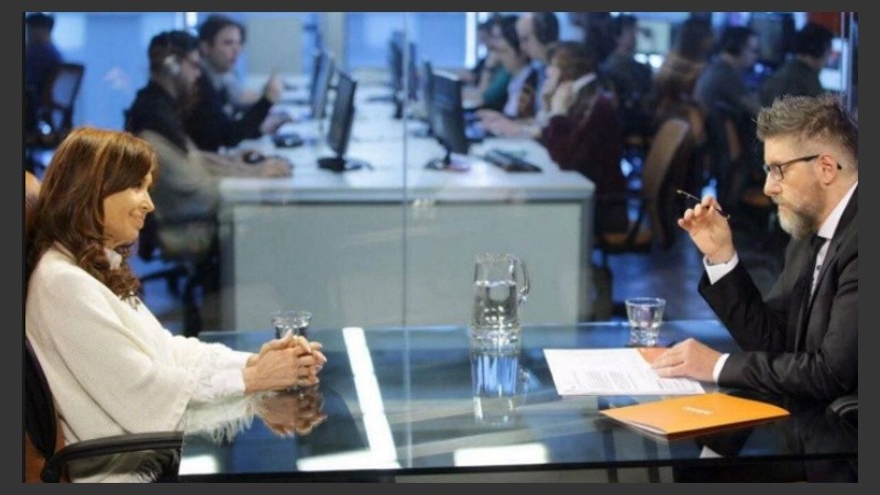 Cristina y Novaresio, durante la entrevista.