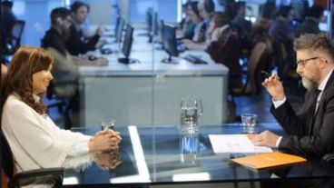 Cristina y Novaresio, durante la entrevista.