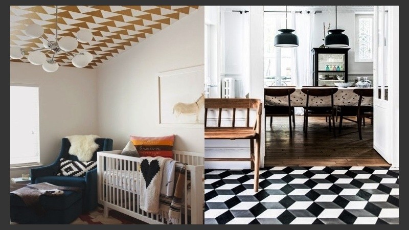 Figuras geométricas desde el suelo hasta el techo.