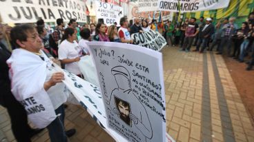 El acto posterior a la marcha se realizó en la Plaza 25 de Mayo.
