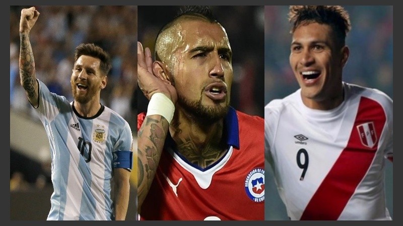 Messi, Vidal y Guerrero. Uno de los tres goleadores no irá al Mundial.
