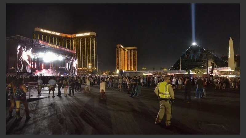 El lugar de la balacera mortal en Las Vegas. 