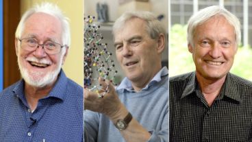 Los científicos Jacques Dubochet, Richard Henderson y Joachim Frank.