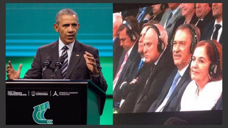 Lifschitz y Schiaretti escuchan la ponencia de Obama en Córdoba.