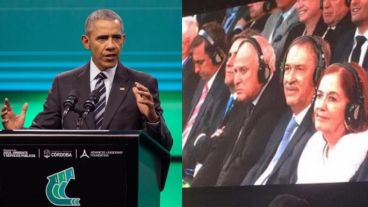Lifschitz y Schiaretti escuchan la ponencia de Obama en Córdoba.