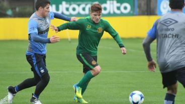 El volante canalla, en uno de los entrenamientos.