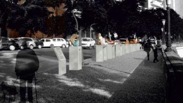 El grupo escultórico dialoga con la Bajada de los Maestros.