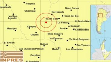 Informe geográfico del movimiento telúrico sentido con epicentro en Córdoba.