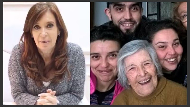 El video Cristina y una foto familiar de Cándida.